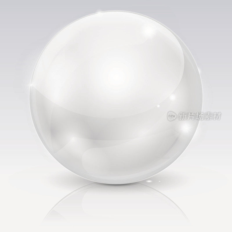 白色的玻璃球。3 d闪闪发光的球体